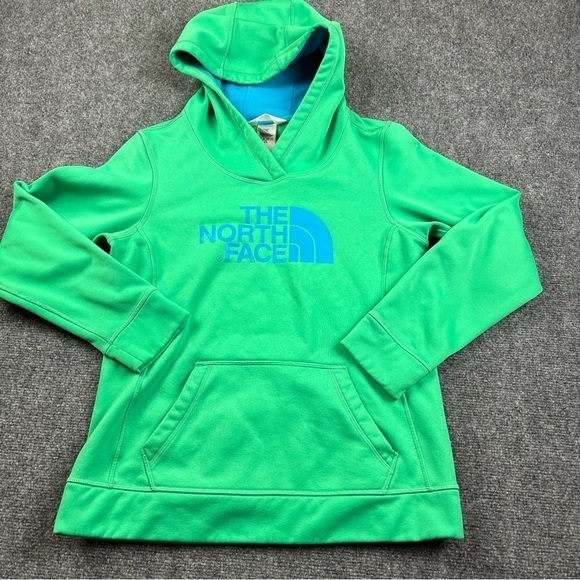THE NORTH FACE Women’s Green/Blue Hooded Logo Sweatshirt Size: Medium - Picture 1 of 8